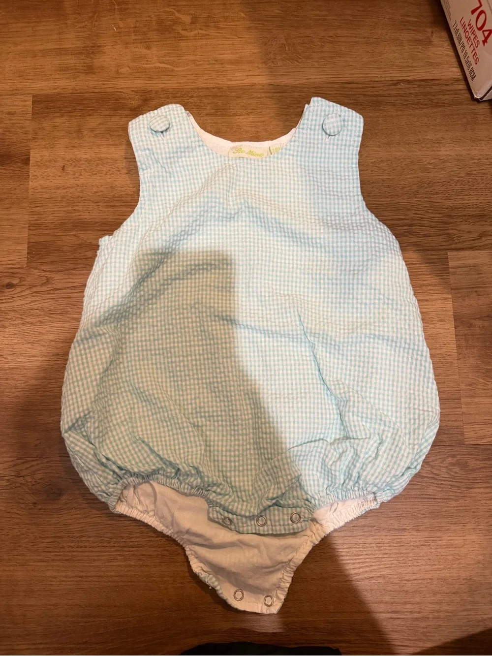 mine Light Blue Gingham Bubble Romper